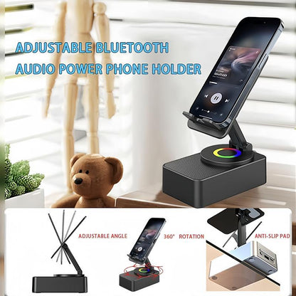 Drahtloser Bluetooth-Lautsprecher 5in1 mit Handyhalterung📲🤳🏻Cilifer® Notfall-Akku mit farbigem Umgebungslicht, 300° faltbar für Tablets, iPhones und Android-Geräte, Geschenkidee für Männer und Frauen, schwarz📲M2